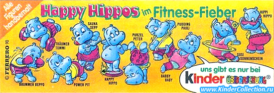 Оригинальный немецкий вкладыш серии Happy Hippos im Fitness-Fieber (1990)