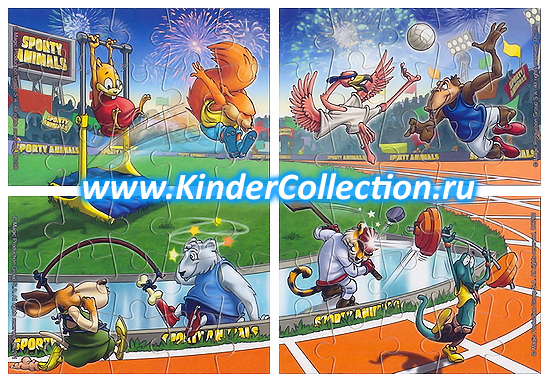 Веселые чемпионы (евро-пазлы) - «Sporty Animals DC 198-201» (Eu-puzzle)