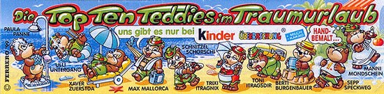 Оригинальный немецкий вкладыш серии Die Top Ten Teddies im Traumurlaub (1999)