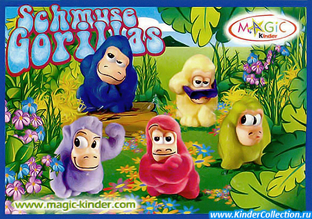 Оригинальный немецкий вкладыш к серии игрушек из Киндер Сюрприза Schmuse Gorillas 2S n.28-32 (2006)