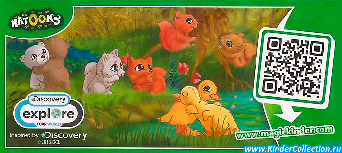 Европейский нейтральный вкладыш к сборной серии игрушек из Киндер Сюрприза Tierkinder im Wald FF005-008 (2014)