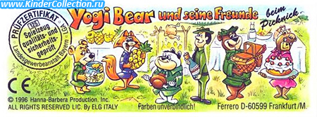 Немецкий вкладыш к сборной серии игрушек Yogi Bear und seine Freunde beim Picknick (1996)