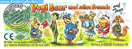 Немецкий вкладыш к сборной серии игрушек Yogi Bear und seine Freunde auf Tour (1996)