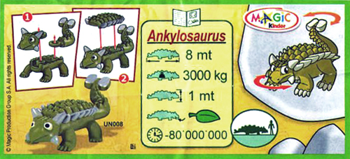 Вкладыш к игрушке Ankylosaurus (UN 008)